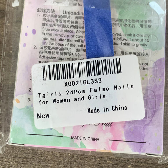 Blue Glossy Long Tapered Coffin Press On Nails Fake False 24 Pc Nail Set - Picture 7 of 8